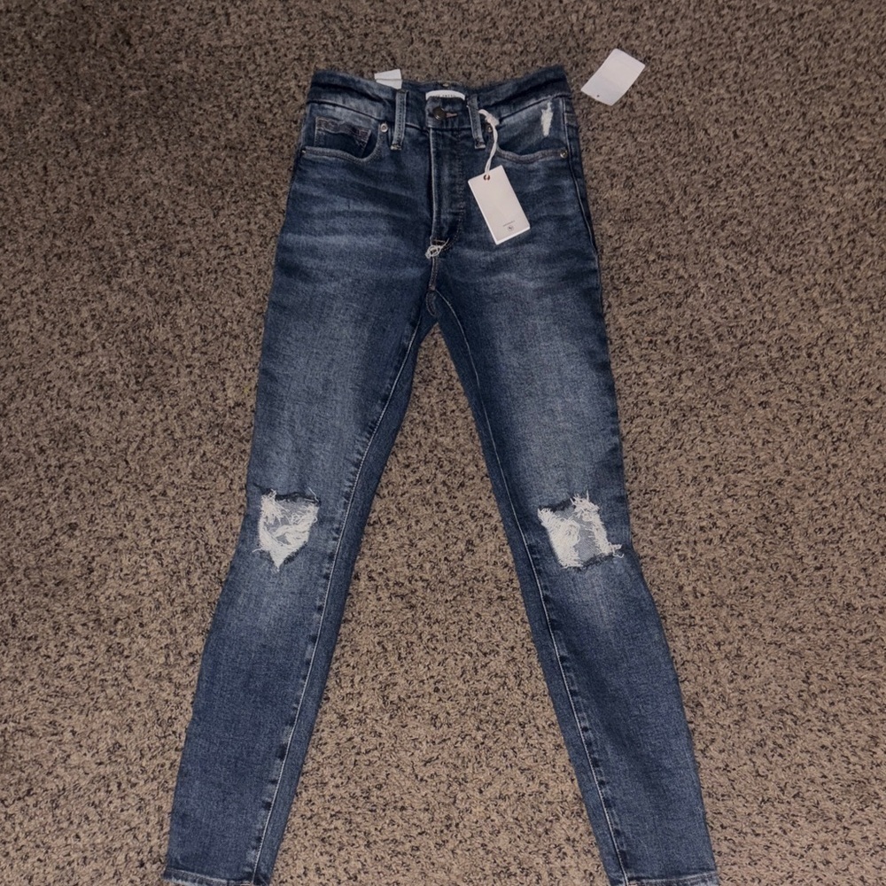 NWT Good American Good Waist Distressed Skinny Jeans Size 00